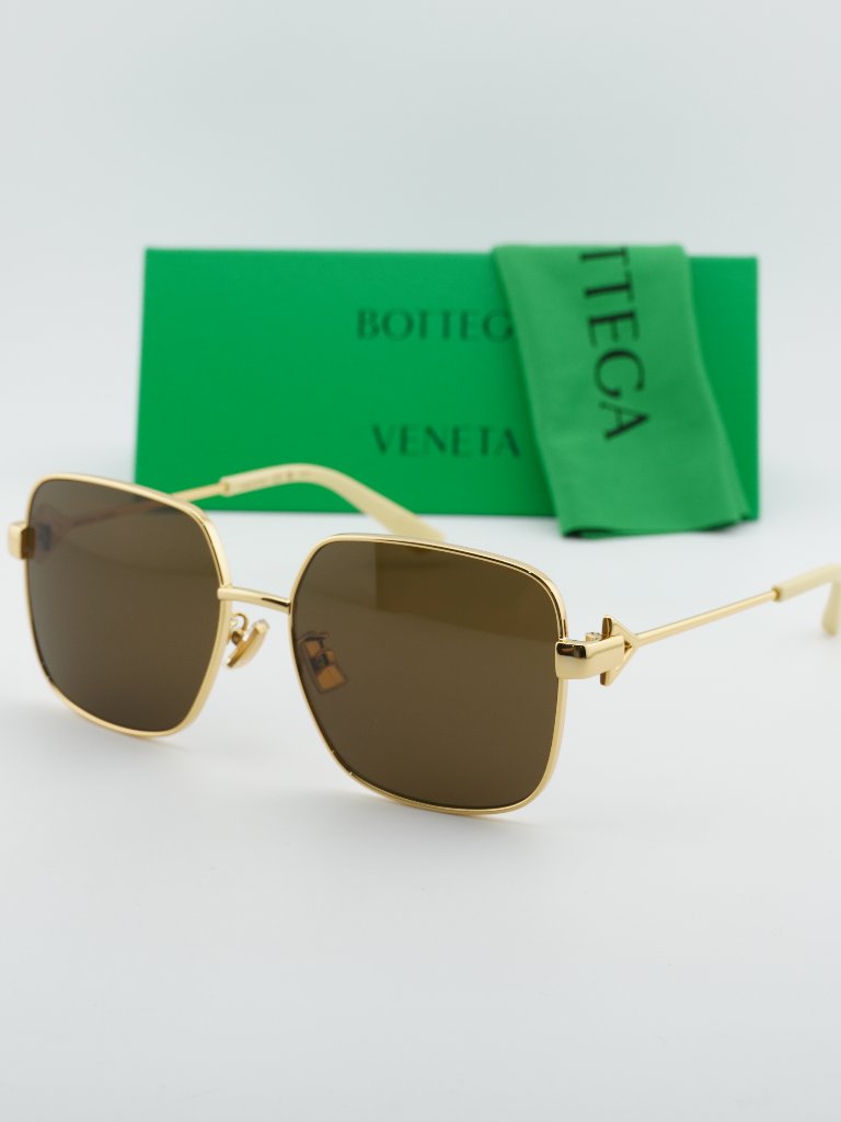 Bottega Veneta Bv1199s 002 Square Sunglasses - Gold / Brown